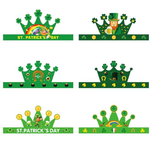 Tbay St. Patrick's Day Papierkrone, 6 Stück, verstellbare irische Party-Kronenkappen für St. Patrick's Day Favors Supplies Dekoration von Tbay