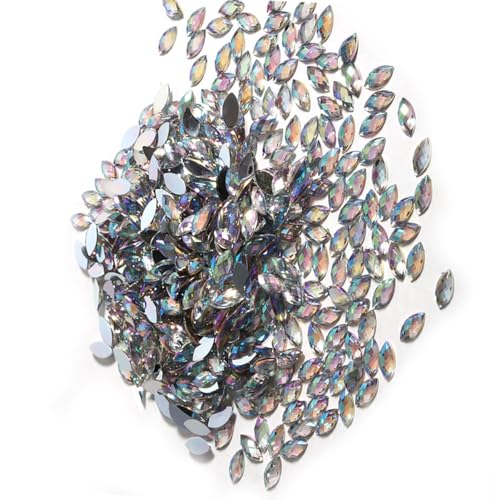 500 Stück Rhinestone, Pferdeform AB Gems Acryl Flatback Rhinestones Vergleich 7 x 15 mm für Dekoration für Partys DIY Hochzeit Handwerk Weiß (WHITE) von Tbest
