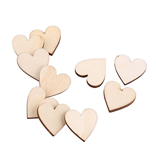 Die Besten Holzherzen für Handwerk, Liebe Herz Form Holzverzierung für Hochzeiten Plaques Art Craft (20MM) von Tbest
