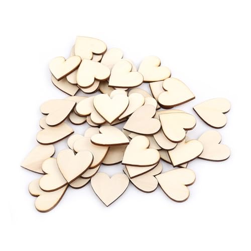 Die Besten Holzherzen für Handwerk, Liebe Herz Form Holzverzierung für Hochzeiten Plaques Art Craft (25mm) von Tbest
