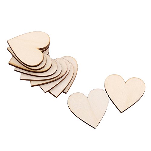 Die Besten Holzherzen für Handwerk, Liebe Herz Form Holzverzierung für Hochzeiten Plaques Art Craft (30 mm) von Tbest
