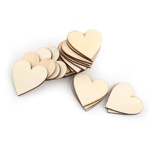 Die Besten Holzherzen für Handwerk, Liebe Herz Form Holzverzierung für Hochzeiten Plaques Art Craft (40 mm) von Tbest