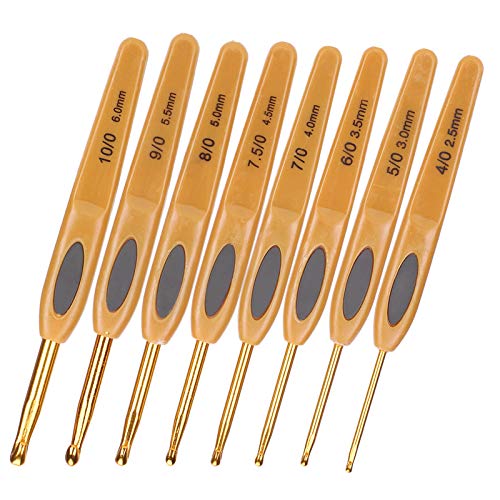 Häkelnadel,Häkelnadel,Häkelnadel-Set,8-Teiliges Häkelnadel-Strickwerkzeug,Aluminium,Ergonomische Stricknadeln,Er Kunststoffgriff von Tbest