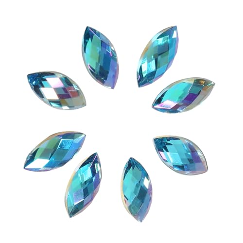 Kristall-Strasssteine, Pferdeaugenform, AB-Edelsteine, Acryl, flache Rückseite, Scrapbooking, Pailletten, 7 x 15 mm, für Hochzeit, DIY, Party, Dekoration, Weiß, 500 Stück (#2) von Tbest