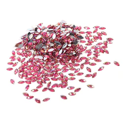 Kristall-Strasssteine, Pferdeaugenform, AB-Edelsteine, Acryl, flache Rückseite, Scrapbooking, Pailletten, 7 x 15 mm, für Hochzeit, DIY, Party, Dekoration, Weiß, 500 Stück (#3) von Tbest