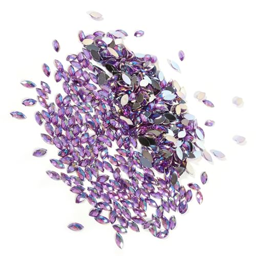 Kristall-Strasssteine, Pferdeaugenform, AB-Edelsteine, Acryl, flache Rückseite, Scrapbooking, Pailletten, 7 x 15 mm, für Hochzeit, DIY, Party, Dekoration, Weiß, 500 Stück (#5) von Tbest