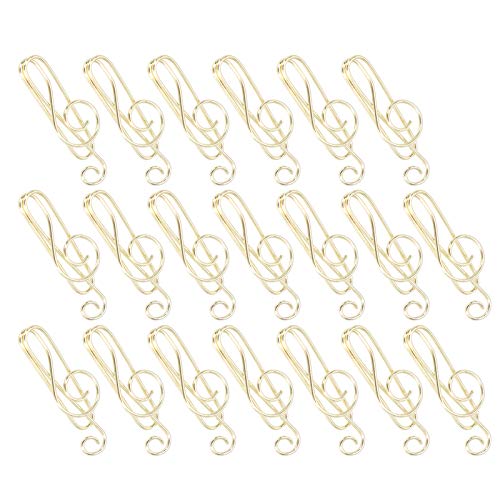 Musiknoten-Büroklammern, Büroklammern Notenschlüssel Klebeband Klebeverschlüsse, 20 Stück Musiknoten-Büroklammern Musikbinder Form Kreativität Modellierung Metall (Gold) von Tbest