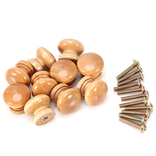 Natürliche Holzgriff, Möbelknopf Runder Holzknöpfe 10 Stück Mushroom Möbelgriff aus natürlichem Holz für Küchenschränke, Schubladen, Schranktüren (L 33 mm) von Tbest