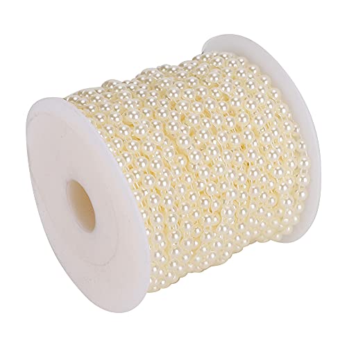 Perlenkette aus Kunstperlen, 6 mm, 25 m, für DIY-Dekorationen und Vorhänge-Accessoires (Beige) von Tbest