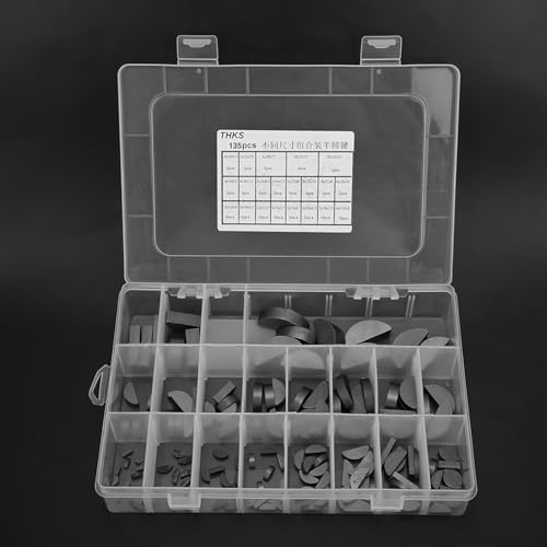 Scheibenfeder,Woodruff Key,Metrische Woodruff Keys,Woodruff Keys 135 Stück Woodruff Key Schwungrad Riemenscheibe Kurbel Way Key Sortiment Kit Für Mehrere Zwecke von Tbest