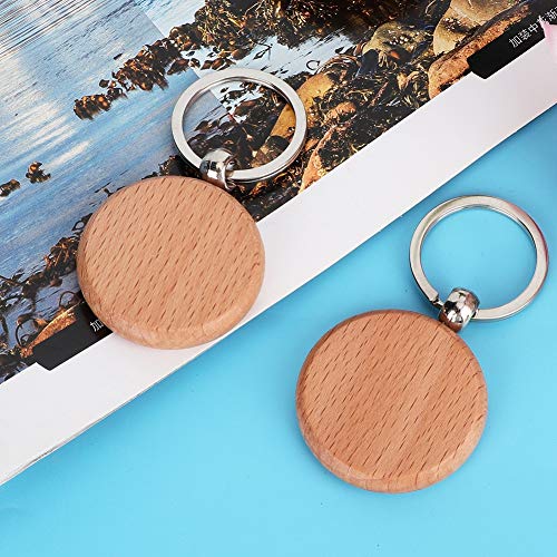 Tbest 10pcs Holzschlüsselketten Zur Dekoration von DIY -Bekleidungssäcken, Glatte Plage, ökologische Buchenholzschlüssel (Kreisgröße 4 cm) von Tbest