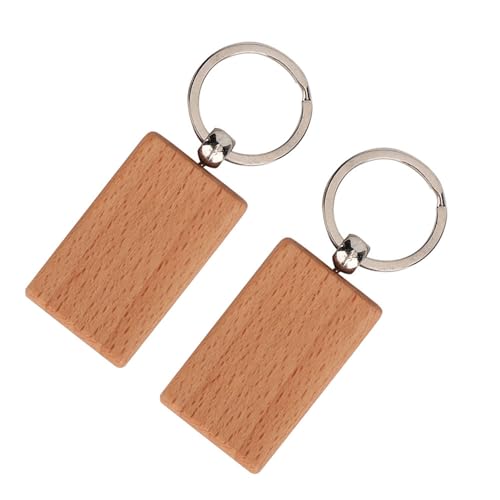 Tbest 10pcs Holzschlüsselketten Zur Dekoration von DIY -Bekleidungssäcken, Glatte Plage, ökologische Buchenholzschlüssel (Rechteckige Größe 5 * 3CM) von Tbest