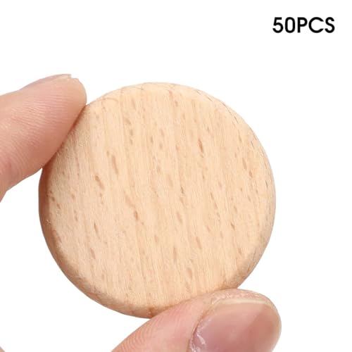 Tbest 50 Pccs Runde Weiße Chips für Handgefertigte Holzspäne, Ideal für Kleidungszubehör und DIY -Dekorationen (3,8 cm) von Tbest