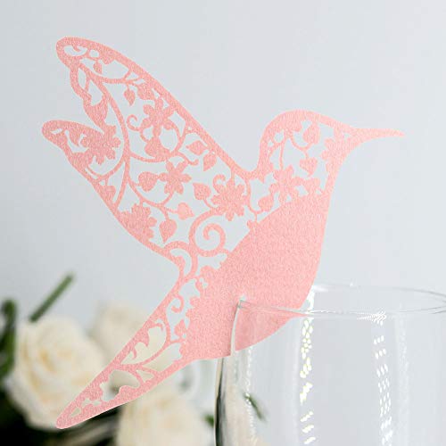 Tbest 50pcs Luxury Little Bird Hochzeit Hochzeitsname Karten für Weinglas, Elegante Tasse Dekoration für die Party und die - Erhältlich in Weiß, Rot, Lila, Rosa Feier,] (Rosenate) von Tbest
