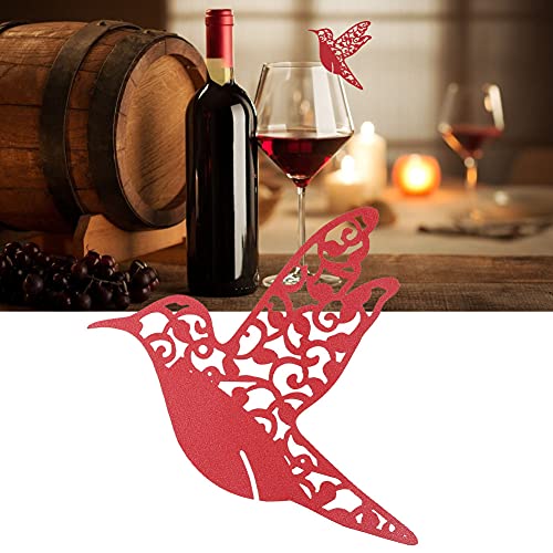 Tbest 50pcs Luxury Little Bird Hochzeit Hochzeitsname Karten für Weinglas, Elegante Tasse Dekoration für die Party und die - Erhältlich in Weiß, Rot, Lila, Rosa Feier,] (Rot) von Tbest