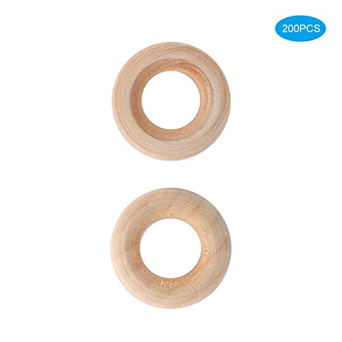 Tbest DIY Crafts Accessoire Holzschleifen 200pcs Handgefertigtes Holzring für Kinderspielzeugherstellung, Dekoration von Tbest