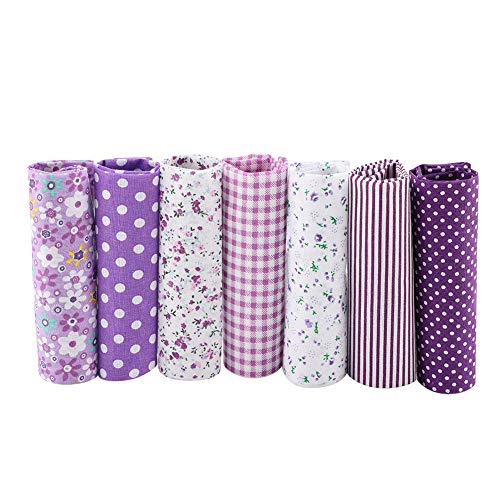 Tbest Kit der Baumwollgewebeviertel mit DIY - Pool aus Quadratischen Baumwollstoff Sanfte Frühe Bettwäsche für Shortpoint, Nähen, Handwerk - 7pcs 50 * 50 cm (Purple) von Tbest