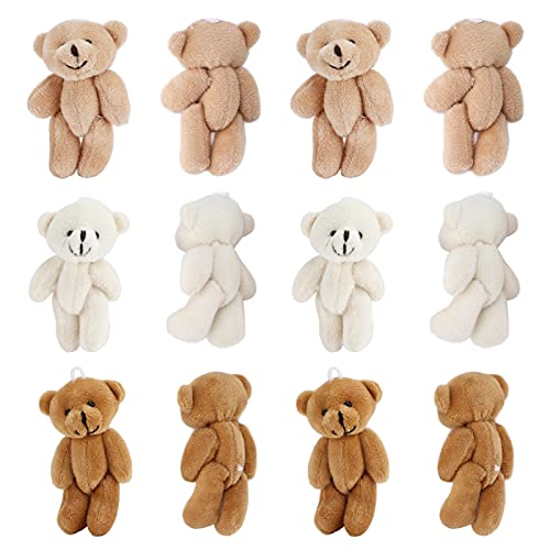 Tbest Kleine Niedliche Plüschpuppenbären in Plüsch für Karnevalspartyzubehör, Set von 12 Mini -Schlüsselanhängen für Puppenbär für Mädchen und Hochzeiten von Tbest