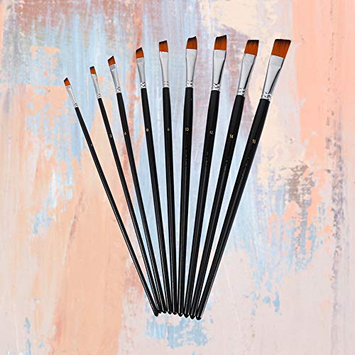 Tbest Langgriff Nylonpinsel -Pinsel -Set mit Goldenen Synthetikborsten, 9 Stcs Geneigte Flugzeugbürsten für Gute Belastbarkeit und Elastizität für Aquarell/Ölmalerei Tbest Langgriff Nylonpinsel -Pinsel -Set mit Goldenen Synthetikborsten, 9 Stcs Geneigte Flugzeugbürsten für Gute Belastbarkeit und Elastizität für Aquarell/Ölmalerei von Tbest