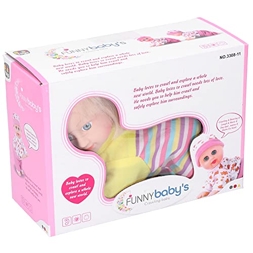Wiedergeborene Babypuppen, Lebensechte Süße Puppe Elektrische Smart Lachende Krabbelpuppen Simulation Spielzeug Realistisches Mädchen Soft Geschenkset Ornamente Garon 10in (10-Zoll-Trompetenmädchen) von Tbest