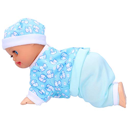 Wiedergeborene Babypuppen, Lebensechte Süße Puppe Elektrische Smart Lachende Krabbelpuppen Simulation Spielzeug Realistisches Mädchen Soft Geschenkset Ornamente Garon 10in (10-Zoll-Trompetenjunge) von Tbest