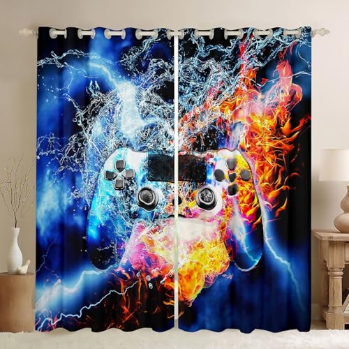 Tbrand Buntes Gamepad Fenstervorhang 175x140cm Mehrfarben Videospiel Design Vorhänge Gradient Spiel Controller Blickdichte Vorhänge Stilvolles Spiel von Tbrand