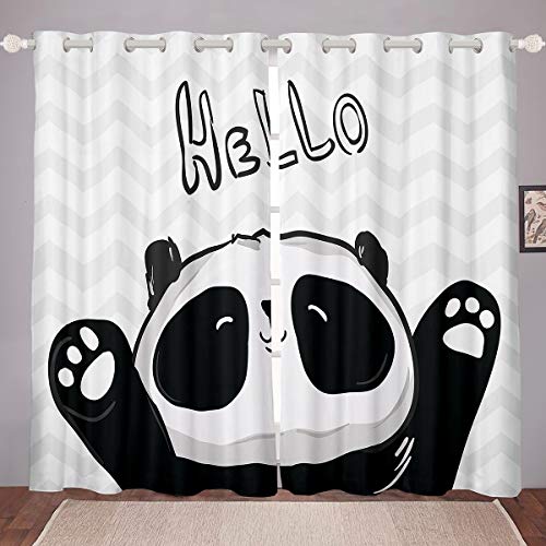 Tbrand Panda Vorhänge für Kinder Jugendliche Nettes Tiermuster Fenstervorhang 175x140cm Jungen Mädchen Karikatur Riese Panda Blickdichte Vorhänge Bär Gedruckte Wildtiere von Tbrand