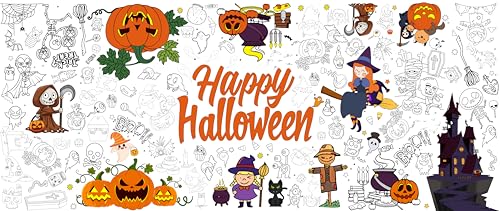 Halloween Mal-Tischdecke für Kinder 183 x 76 cm, Ausmal-Tischdecke Papier, “Malen Sie Ihre eigene“ Halloween Deko Bastelset für Party & Familienaktivität von Tbsone