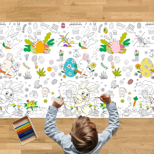 Tbsone 182 x 76 cm Ostern Tischdecke Zum Ausmalen Kinder, Basteln Für Unterrichtsaktivitäten, Banner & Poster Geschenke, Frohe Party Dekorationen von Tbsone
