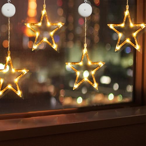 4 Stück LED Sterne Weihnachtsbeleuchtung, 10 LED Lichtervorhang Warmweiß Batteriebetriebene mit Saugnäpfe, Fensterdeko Lichterkette Innen für Weihnachten Deko,Fenster,Zimmer,Balkon,Party,Hochzeit 4 Stück LED Sterne Weihnachtsbeleuchtung, 10 LED Lichtervorhang Warmweiß Batteriebetriebene mit Saugnäpfe, Fensterdeko Lichterkette Innen für Weihnachten Deko,Fenster,Zimmer,Balkon,Party,Hochzeit von Tceapoo