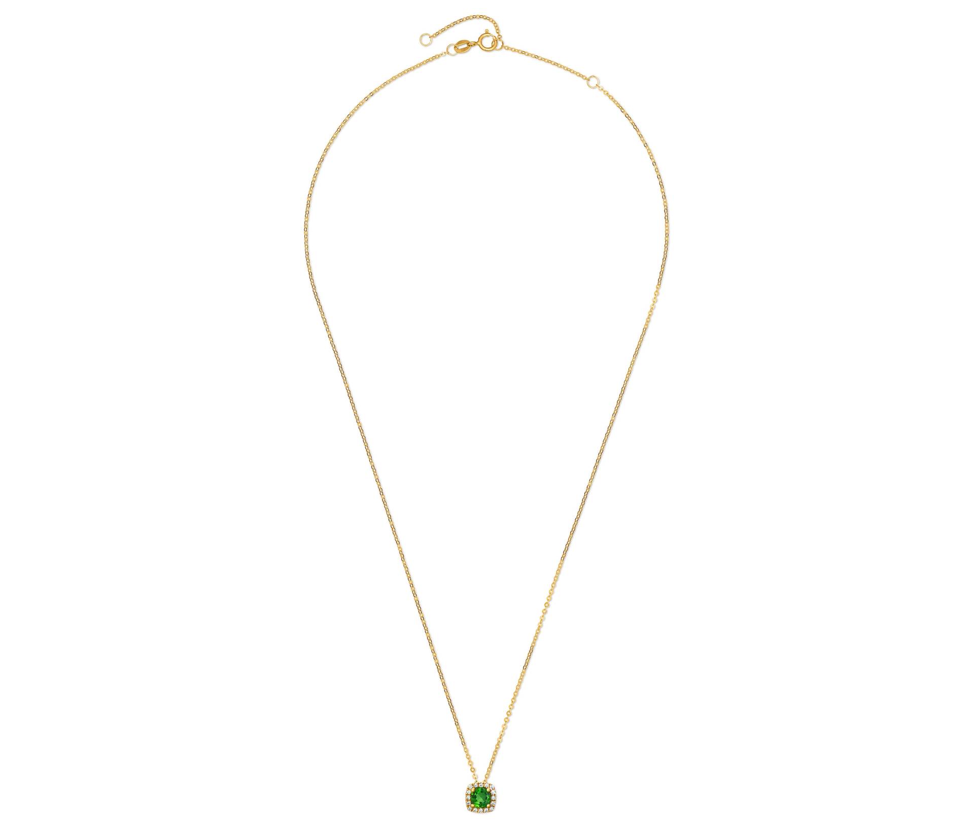 Tchibo - 375 Gold Kette mit Schmuckstein Smaragdgrün - weiß von Tchibo