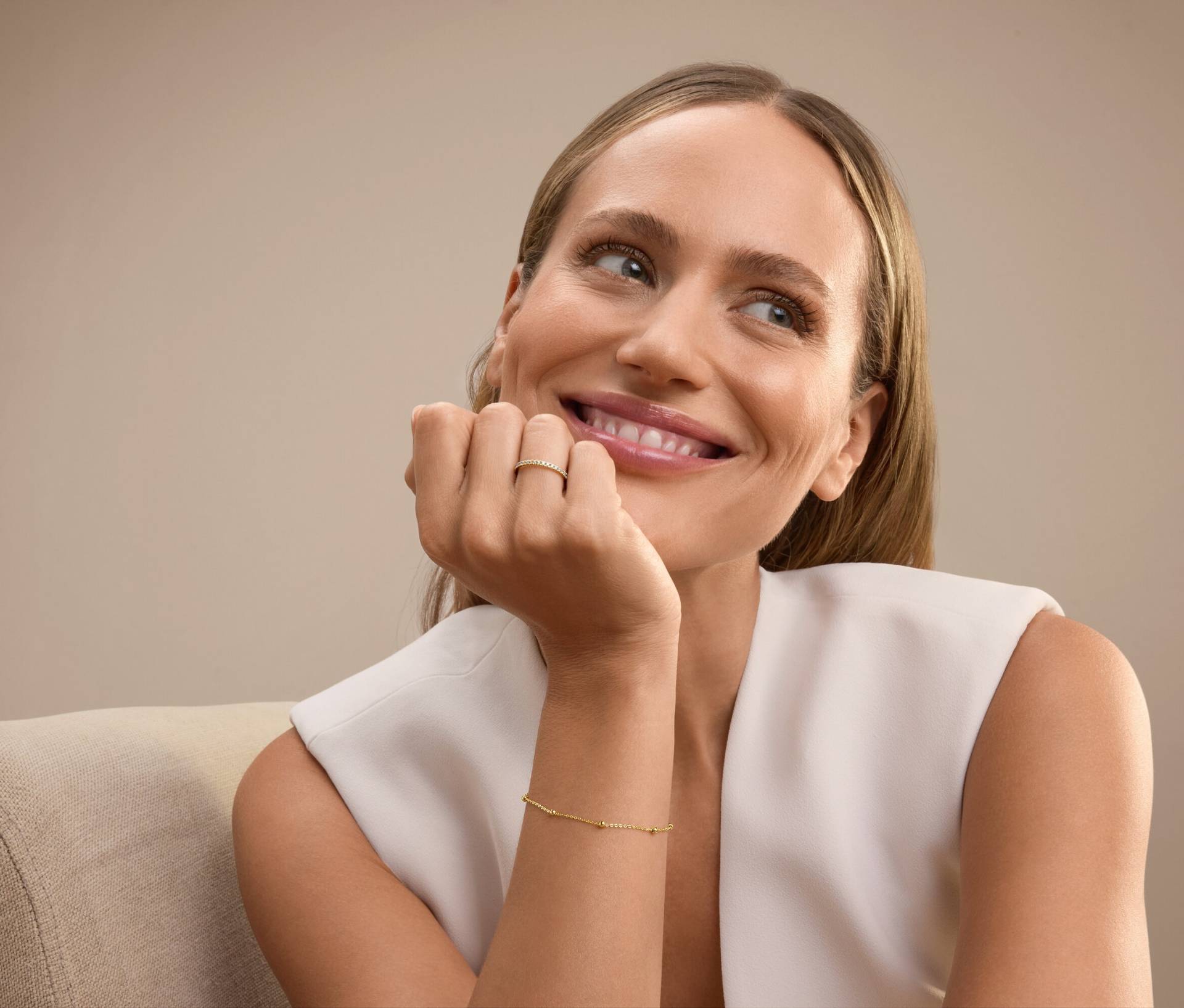 Tchibo - 375 Gold Ring »Eternity« Zirkonia - Damen - Gr. 17 - weiß von Tchibo