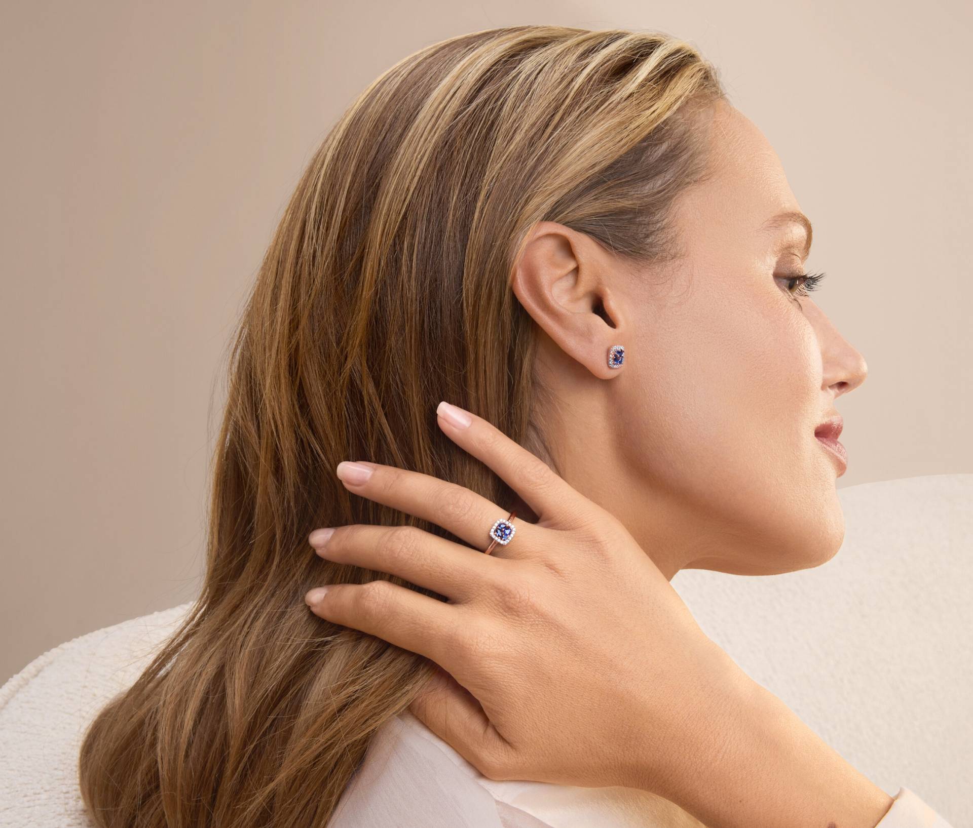 Tchibo - 925 Silber Ring »Blau Cluster« - Damen - Gr. 18 - weiß von Tchibo