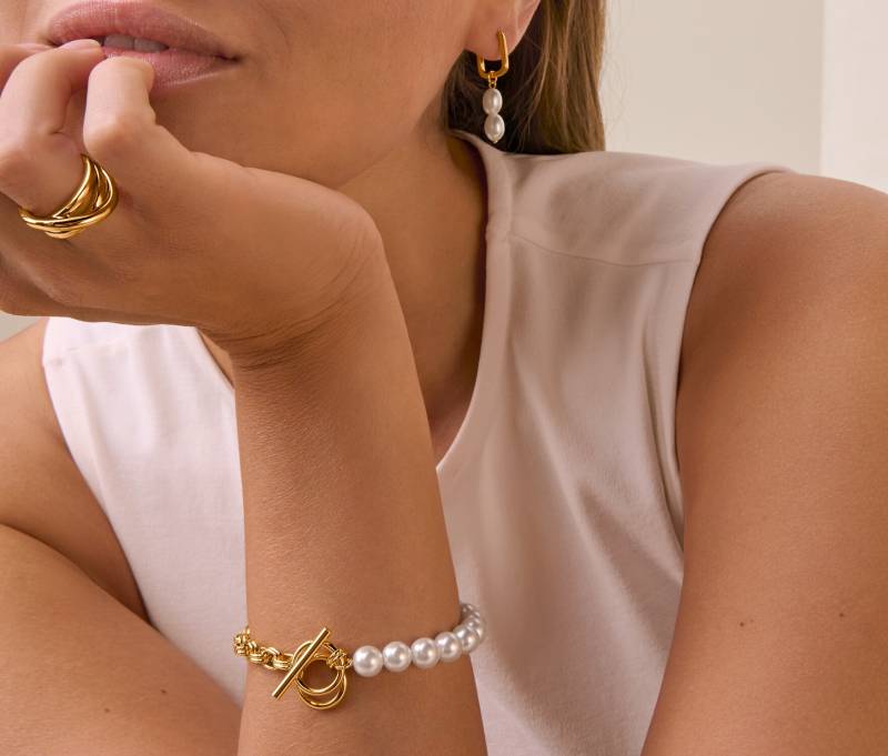 Tchibo - Armband halb Perle - weiß von Tchibo