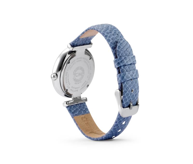 Tchibo - Armbanduhr mit Lederband und Kristallen - silber von Tchibo