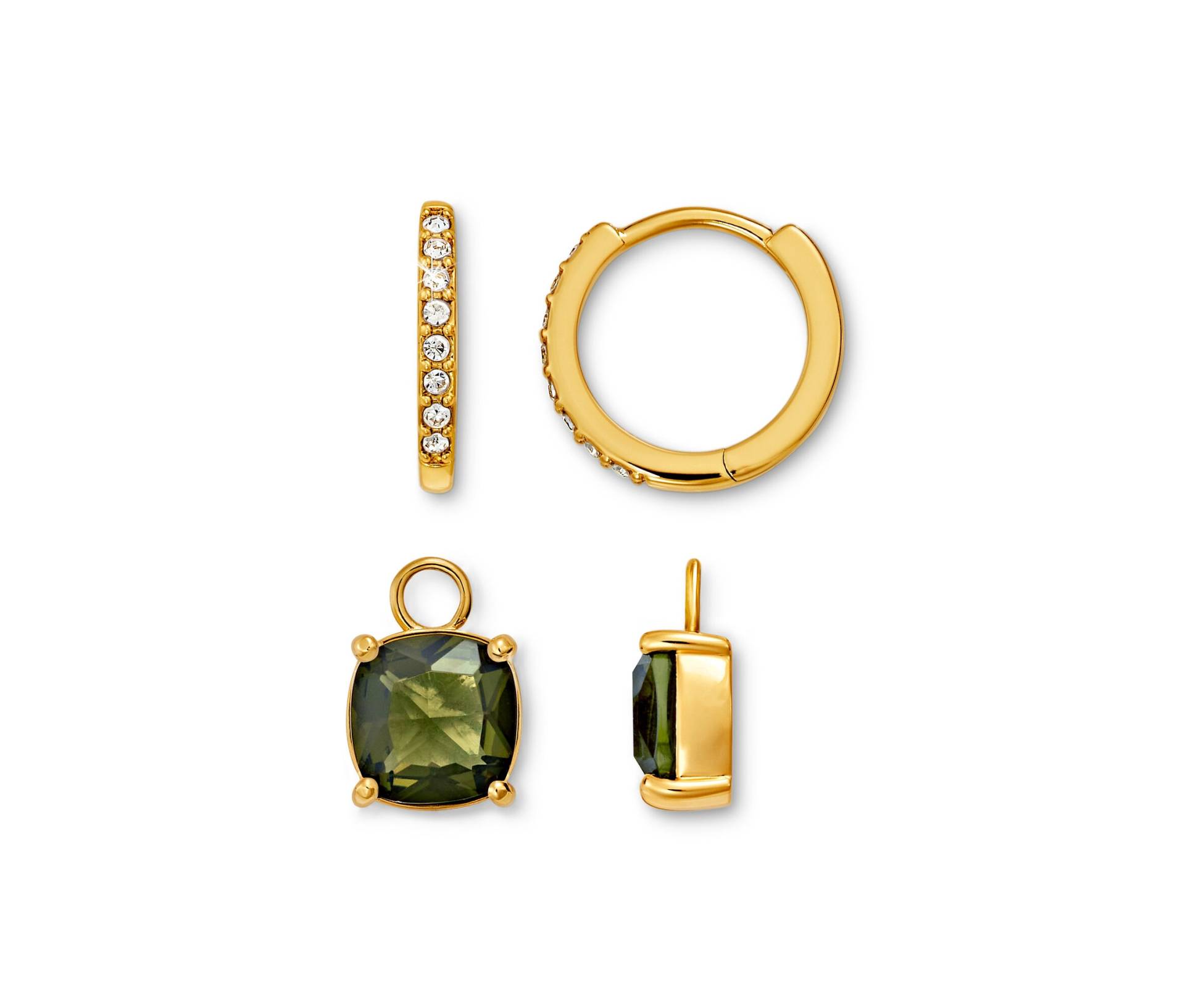 Tchibo - Creolen Forest mit grünem Glaskristall - weiß von Tchibo