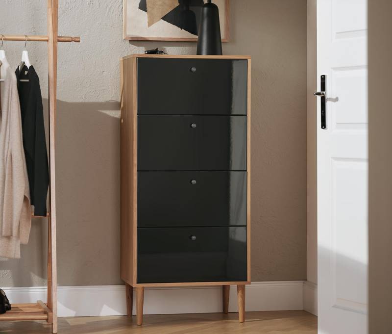 Tchibo - Kommode »Bekeson« - 55x35x123,5cm - anthrazit - Echtholzfurnier / Holz / Eichenholz von Tchibo