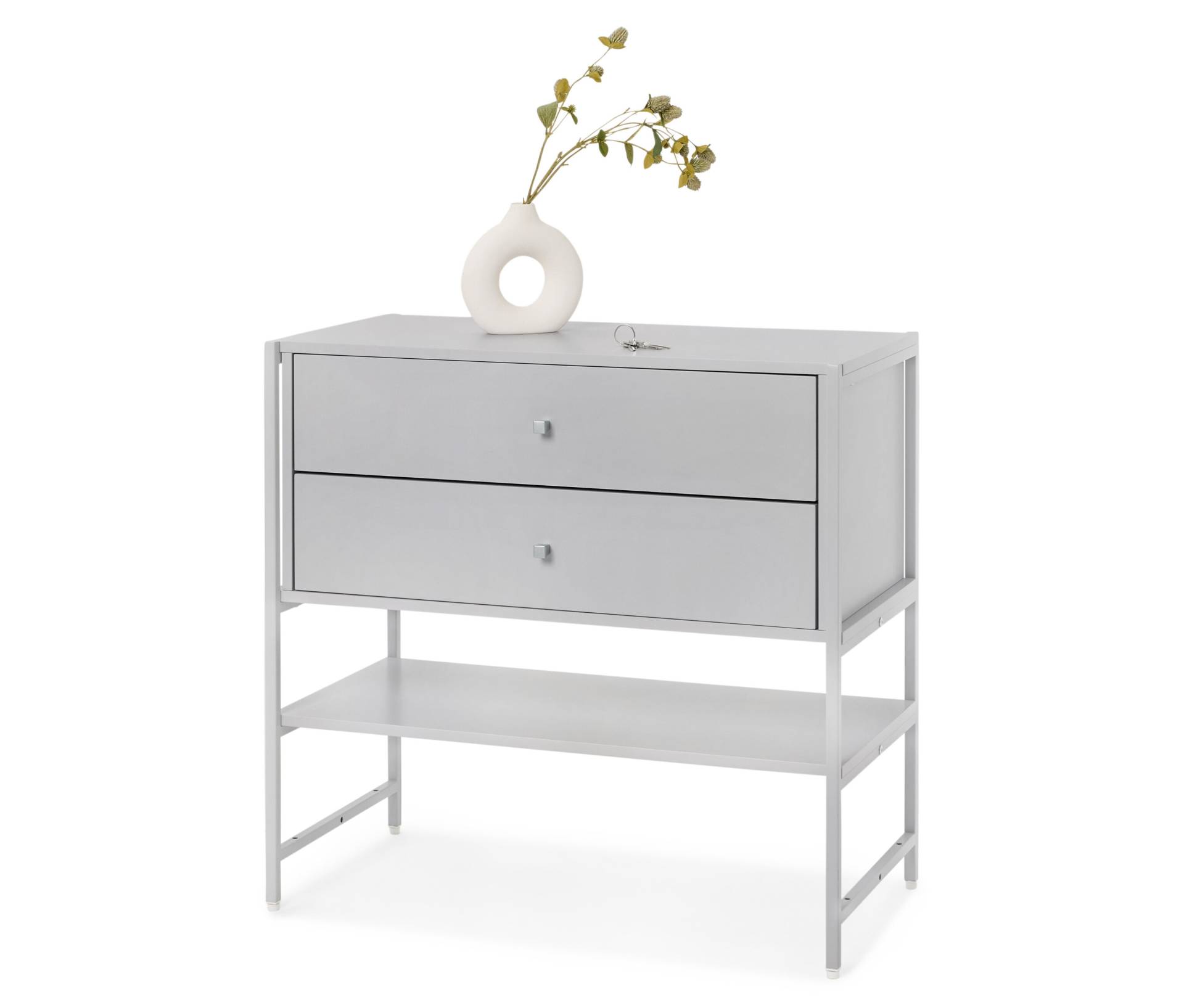 Tchibo - Kommode »Grade« mit 2 Schubladen - 80,3x40x76,8cm - silber - Holz / Stahl von Tchibo