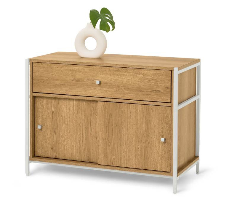 Tchibo - Kommode »Grade« mit Schublade und Schiebetüren - 80,3x40x60cm - silber - Holz / Stahl Tchibo - Kommode »Grade« mit Schublade und Schiebetüren - 80,3x40x60cm - silber - Holz / Stahl von Tchibo