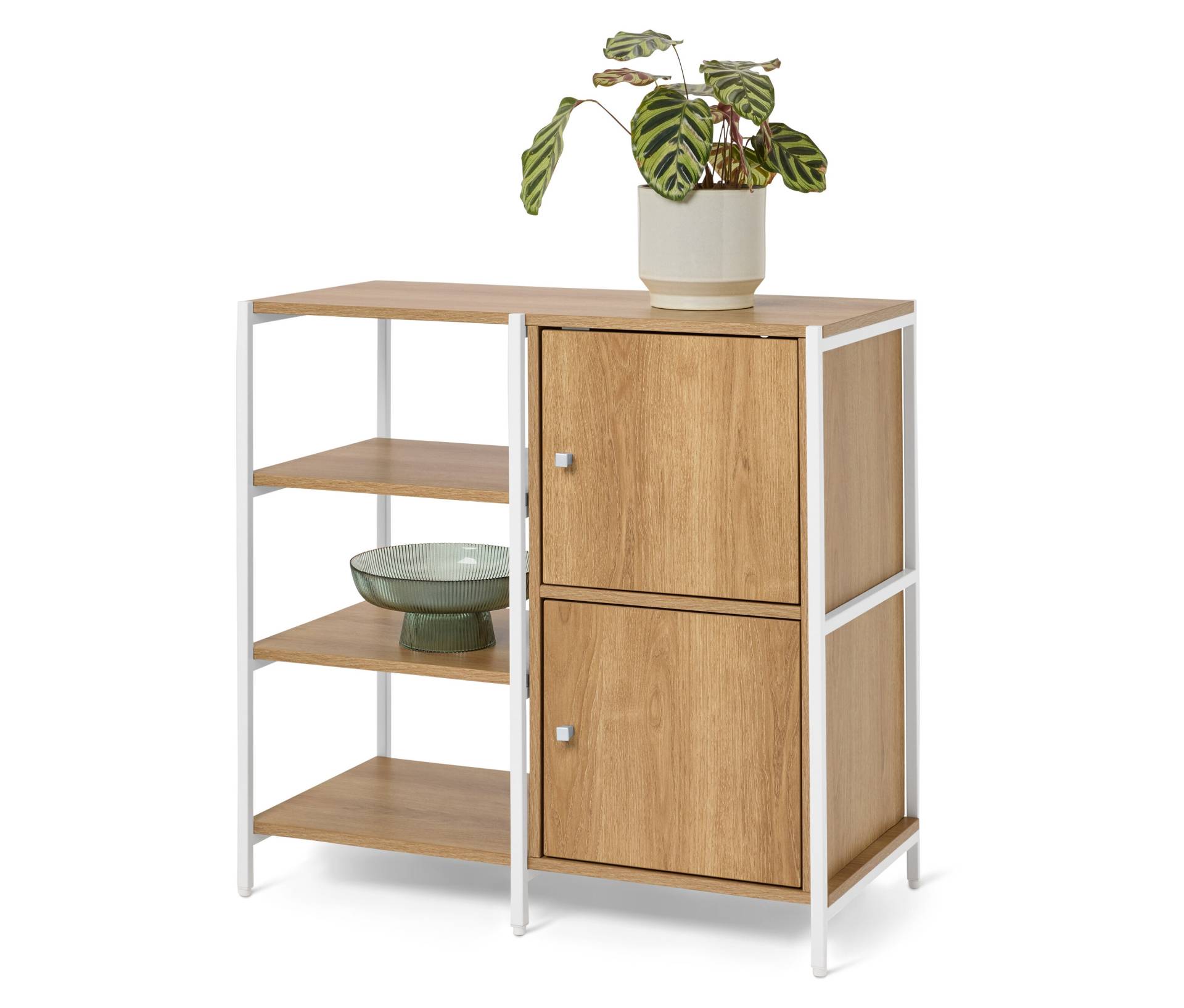 Tchibo - Kommode »Grade« mit offenen Fächern und 2 Türen - 80,3x40x76,8cm - silber - Holz / Stahl von Tchibo