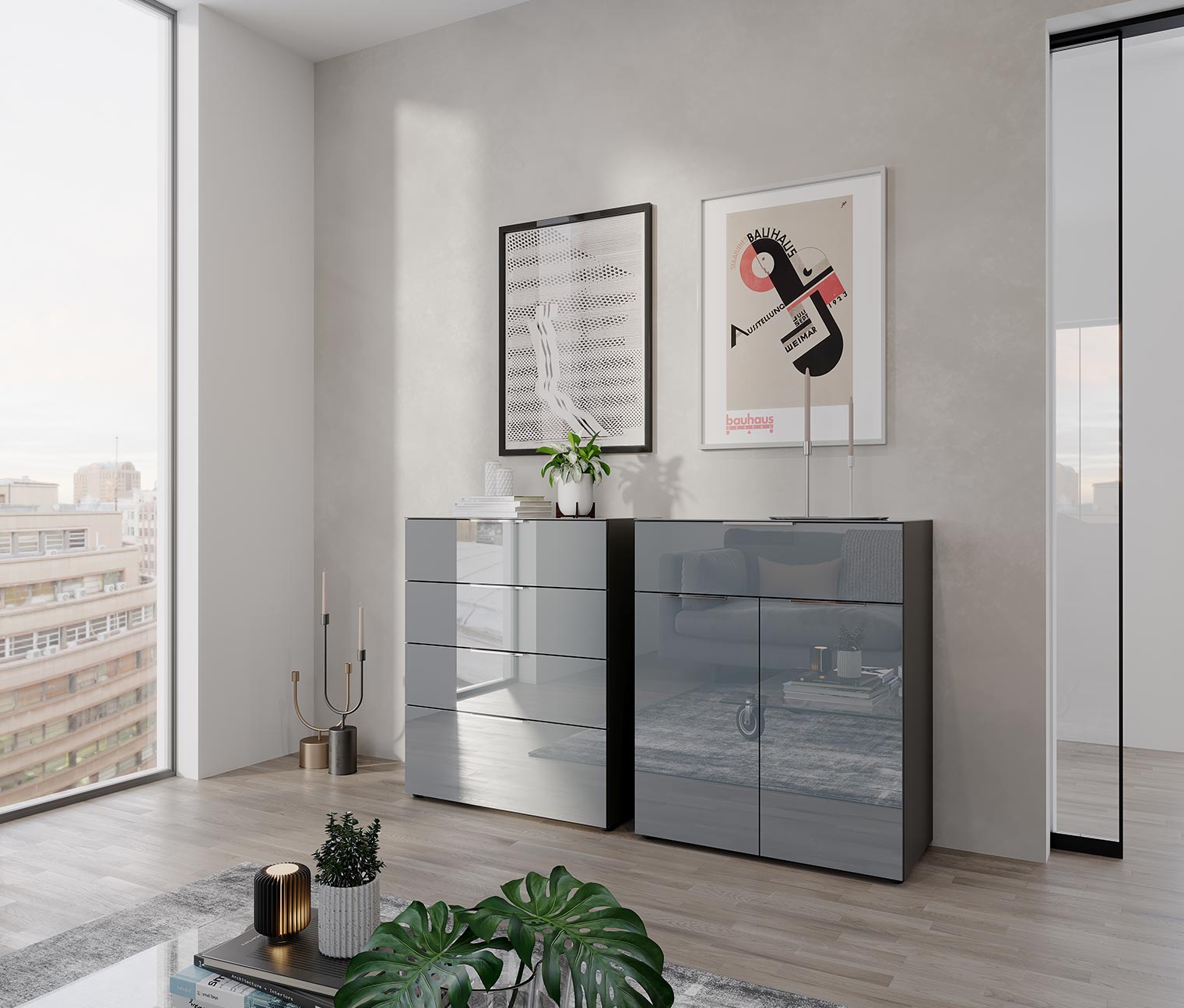 Tchibo - Kommode »Laholm« - 83x42x102cm - grau - Holz / Glas Tchibo - Kommode »Laholm« - 83x42x102cm - grau - Holz / Glas von Tchibo