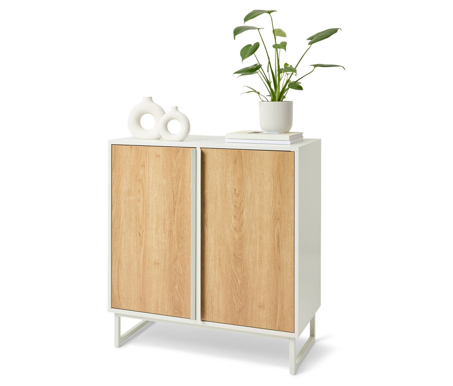 Tchibo - Kommode »Leeg« mit 2 Türen - 80x40x85,5cm - hellgrau - Holz / Stahl von Tchibo