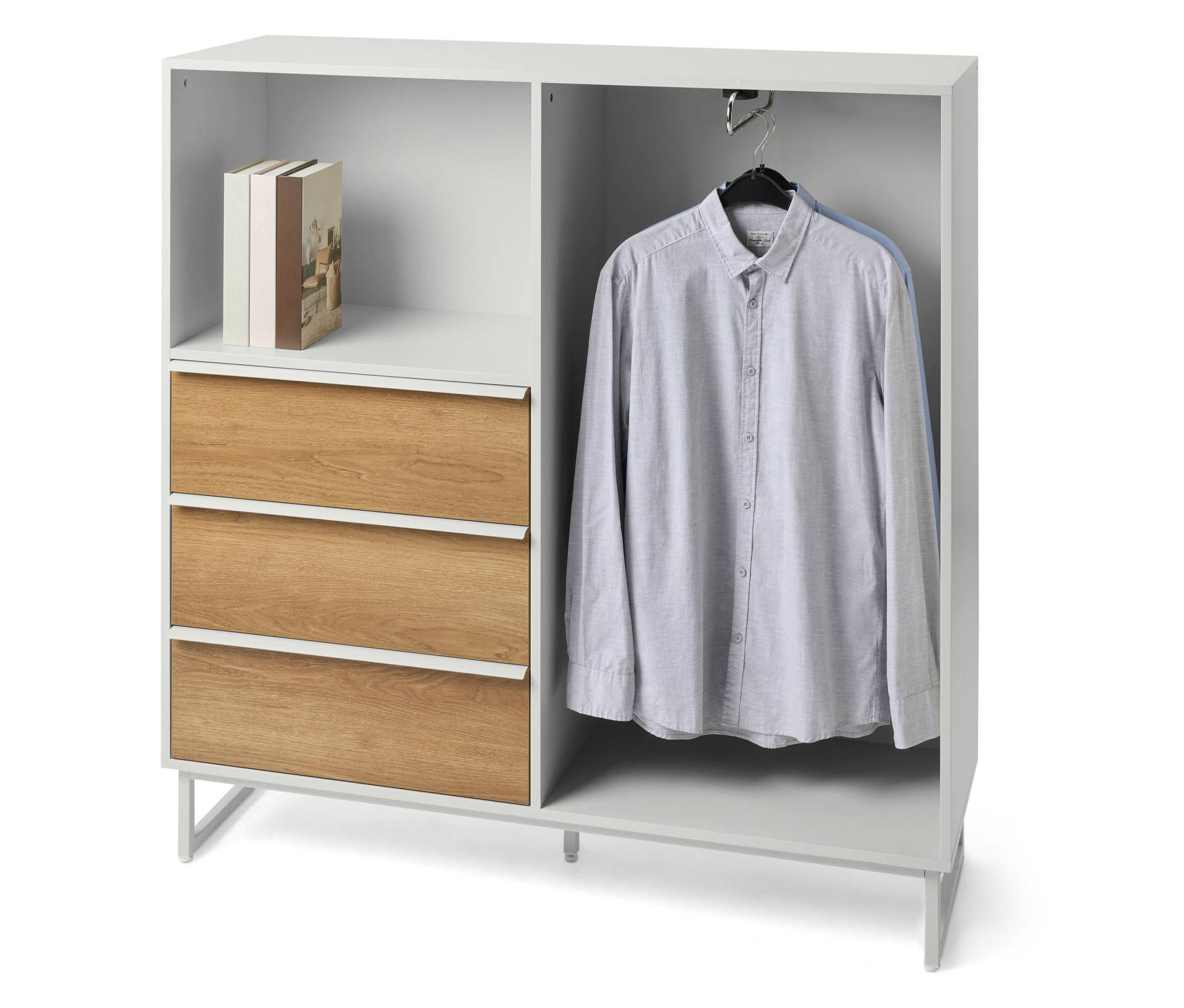 Tchibo - Kommode »Leeg« mit 3 Schubladen und Kleiderstange - 120x40x124cm - hellgrau - Holz / Stahl von Tchibo