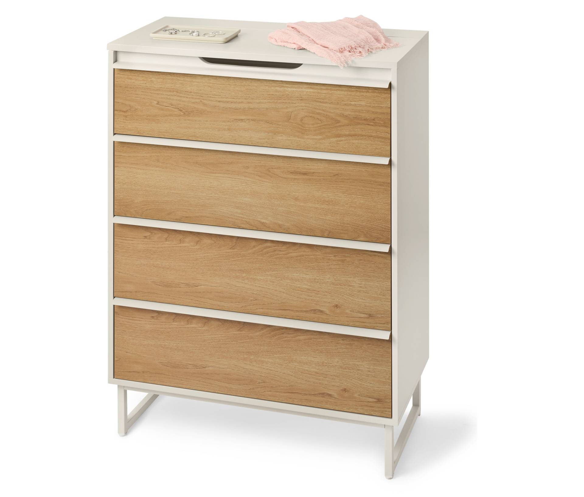 Tchibo - Kommode »Leeg« mit 4 Schubladen und Spiegel - 80x40x107,6cm - hellgrau - Holz / Stahl Tchibo - Kommode »Leeg« mit 4 Schubladen und Spiegel - 80x40x107,6cm - hellgrau - Holz / Stahl von Tchibo