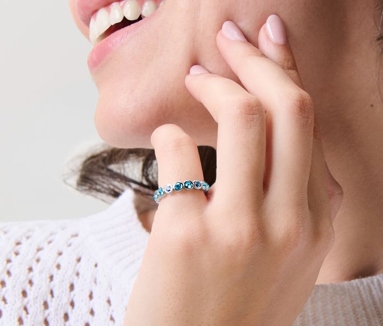 Tchibo - Ring Memory Blue Shades - Damen - Gr. 20 - silber von Tchibo