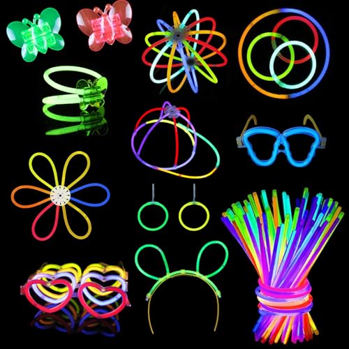 Tchsrim 223 Stück Knicklichter Party Set,100 Verbinder,Ohrringe,Kugelgelenk,Schmetterlingszubehör,Totenkopfbrille,Liebesbrille,Party Deko & Festival Zubehör Tchsrim 223 Stück Knicklichter Party Set,100 Verbinder,Ohrringe,Kugelgelenk,Schmetterlingszubehör,Totenkopfbrille,Liebesbrille,Party Deko & Festival Zubehör von Tchsrim