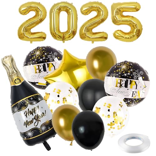 15 Stück Silvester Deko 2025 Set, Girlande und Schwarz Gold Silvester Latex Ballons Folienballon Silvester Luftballon Dekoration Neujahrsdeko deko Silvester Party Accessoire für Silvesterparty 15 Stück Silvester Deko 2025 Set, Girlande und Schwarz Gold Silvester Latex Ballons Folienballon Silvester Luftballon Dekoration Neujahrsdeko deko Silvester Party Accessoire für Silvesterparty von Tcnzdy