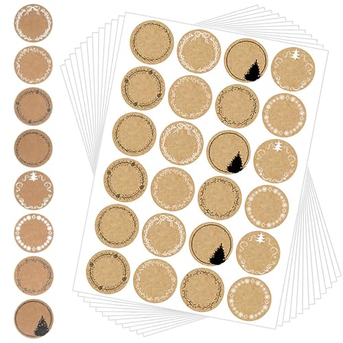 Tcnzdy 288 Stück Geschenkaufkleber, Geschenkaufkleber zum Beschriften, Weihnachtssticker, Verschönern Sie Die Festliche Atmosphäre, Selbstklebend, Weihnachten für Umschlag von Tcnzdy