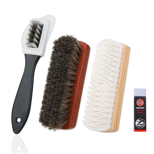 Wildlederbürste, 4 Stück Wildlederbürste für Schuhe Set, Vielseitig Einsetzbare Raulederbürste Horsehair Schuhbürste Schuhreiniger mit Messingborsten mit Radiergummi, Wildleder und Velour Wildlederbürste, 4 Stück Wildlederbürste für Schuhe Set, Vielseitig Einsetzbare Raulederbürste Horsehair Schuhbürste Schuhreiniger mit Messingborsten mit Radiergummi, Wildleder und Velour von Tcnzdy