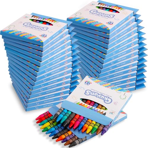 Tczecoo 30 Boxen Wachsmalstifte, 12 Farben Malstifte, Bulk Crayons Wachsmalblöcke, Mitgebsel für Klassenzimmer Restaurants Schule Supplies von Tczecoo
